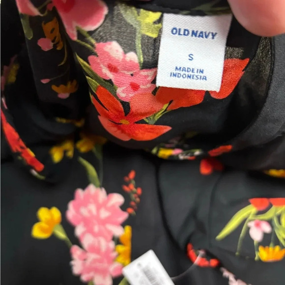 Old Navy Floral Semi Sheer Babydoll V-Neck Blouse Long Sleeve Size Small New - Picture 7 of 7